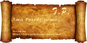 Tani Petróniusz névjegykártya